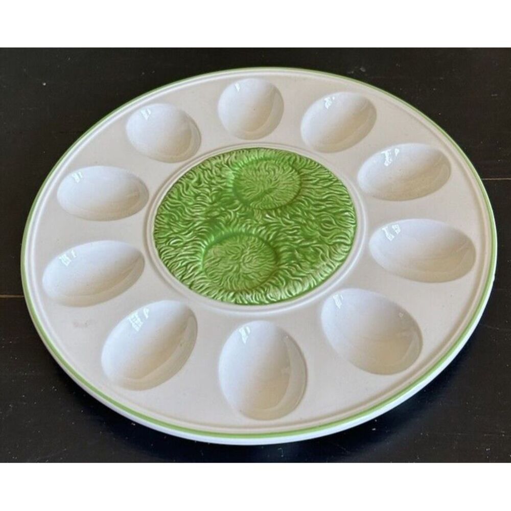 Lefton Hand Painted Deviled Egg Plate Easter Spring  Holiday‎ Decor